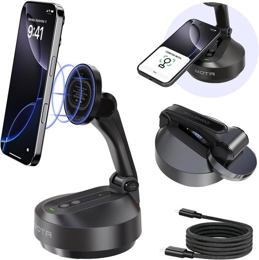 MOTA Tripod Stand Only for iPhone, 2 Axis Foldable iPhone Gimbal Stabilizer for Video Recording Megnetic Holder for Desk, 360 Degree Auto Face Tracking Cell Phone Tripod for Video and Facetime