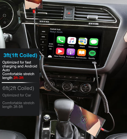 USB C Cable 3ft 2Pack USB C to USB C Charger Cable for Car, Coiled Type C Fast Charging Cable for iPhone 16/15/Plus/Pro/Pro Max/MacBook Pro 2020/iPad Pro 2020/iPad Air 4/Samsung Galaxy S23-Red