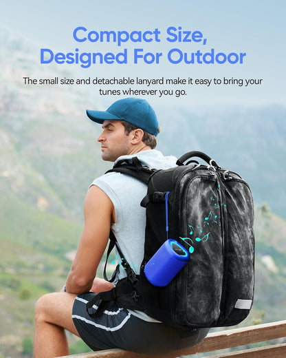 Portable Bluetooth Speaker with Lights, Powerful Crystal Clear Sound, IPX5 Waterproof, All Day Playtime, AUX&TF-Card Input, Bluetooth 5.3, TWS Paring, Small Wireless Speaker for Outdoor, Gift Ideas