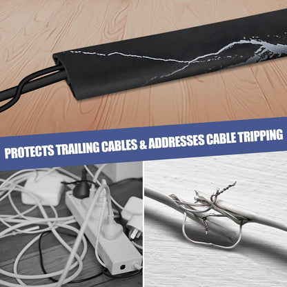 Floor Cord Cover Self Adhesive Cord Hider,3.3FT Cable Management, Extension Strip Protector for Wires, Prevent Cable Trips for Offices, Gyms, Exhibitions Cavity:0.47"(W) x 0.35"(H) Black Stone