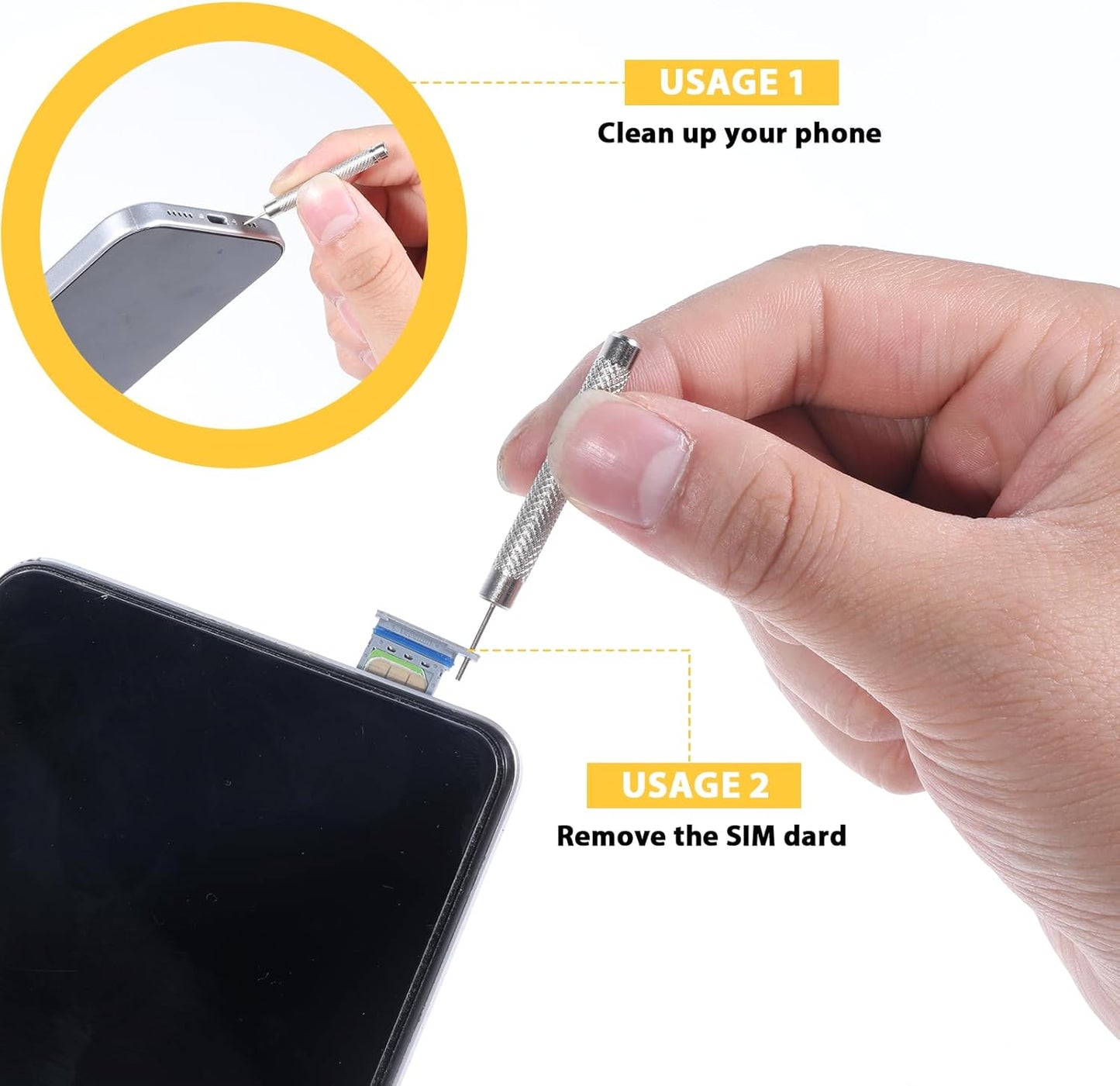 15 Pack SIM Card Tray Ejector Pin Tools, SIM Card Tray Removal Tool Ejector Pin for All Models Compatible with Samsung Galaxy HTC Google Sony