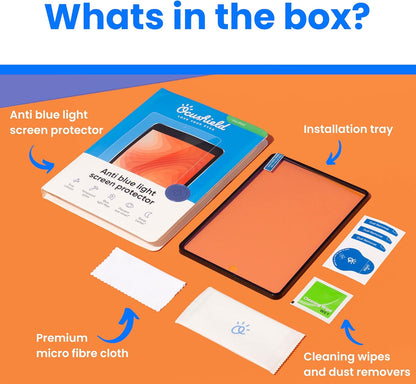 Ocushield Anti Blue Light Tempered Glass Screen Protector for Apple iPad 10.2" (2018 & 2020) 7th/8th/9th Generation - Blue Light Filter for iPad - Anti Glare - Protect Your Eyes & Improve Sleep