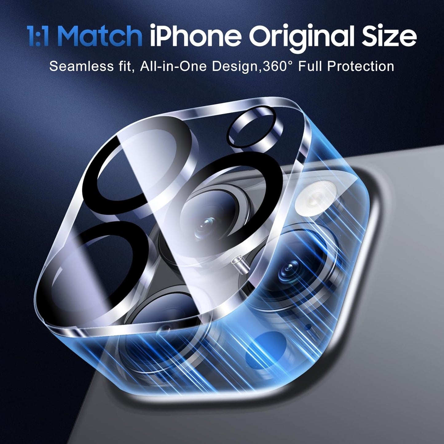 UniqueMe for 3 Pack iPhone 16 Pro/iPhone 16 Pro Max Camera Lens Protector - [Drop Protection] [Case Friendly] 9H Tempered Glass Camera Cover Screen [Update New Version]