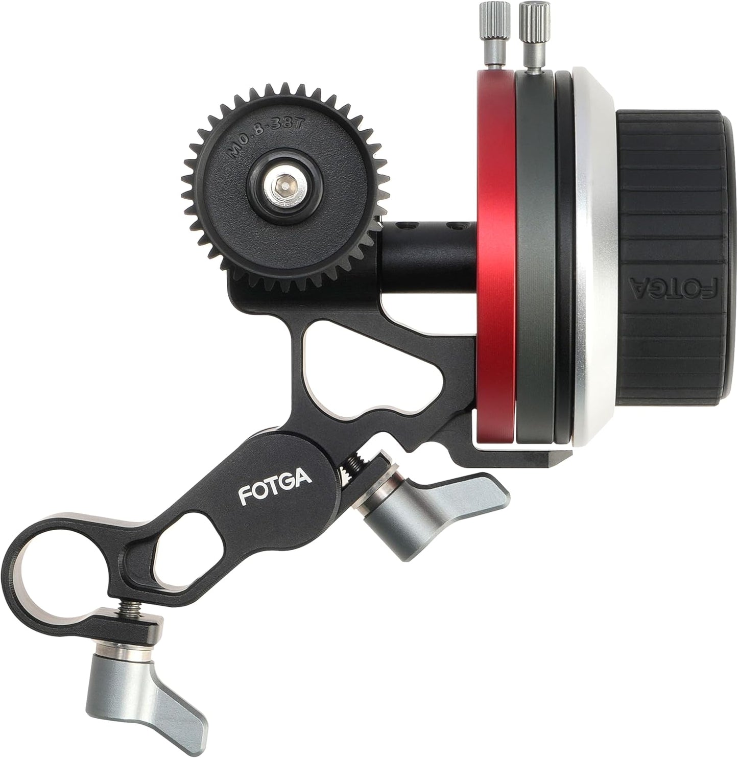 Foto4easy Aluminum Mini Follow Focus for DSLR Mirrorless Camera Camcorder Cage Rig,with A/B Stops & 15mm Rod Clamp System