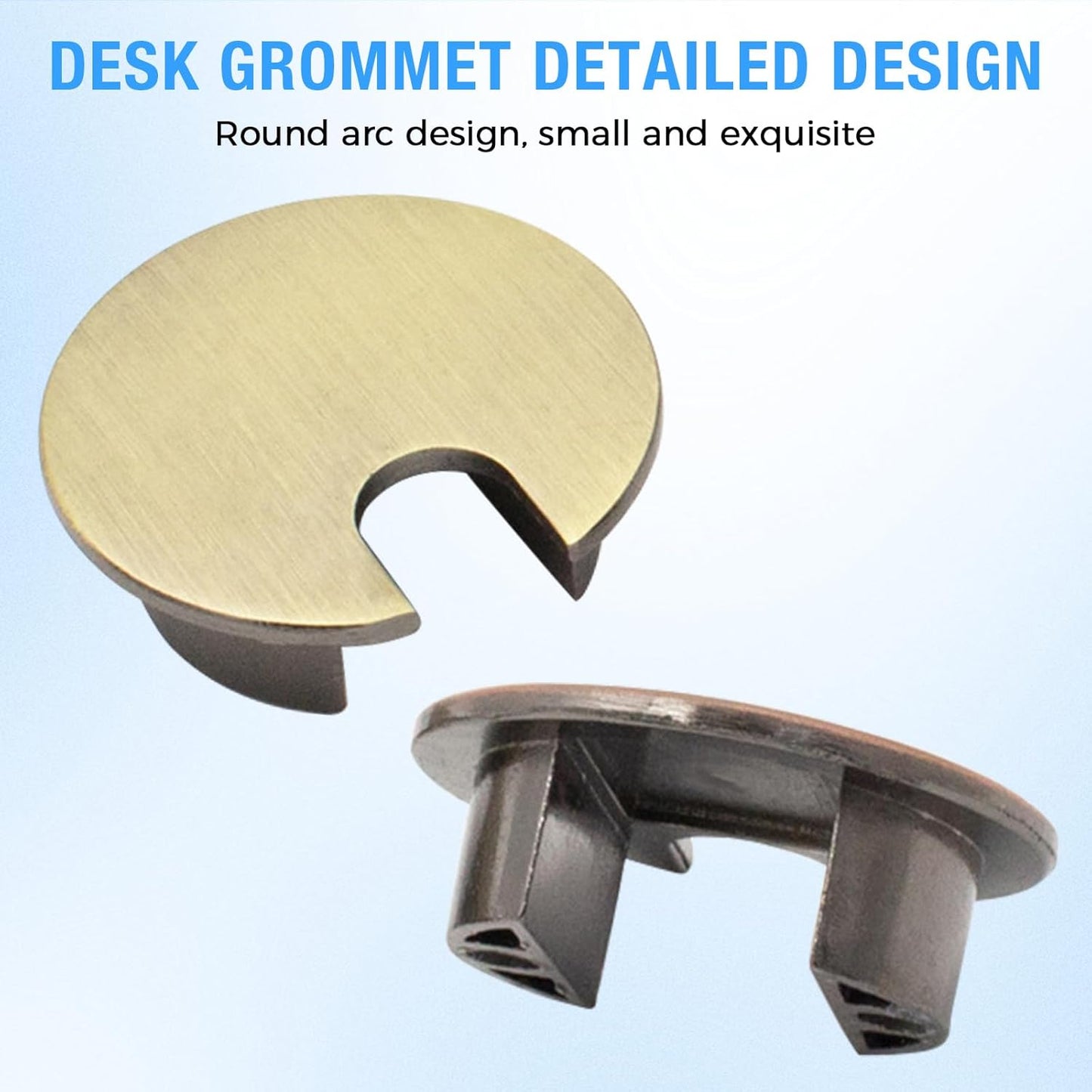 Desk Grommet 1-3/8" (35 mm), Desk Cord Hole Cover, Cable Grommet Metal Zinc Alloy Materilal, Desk Hole Grommet for Office and Home Table Cable, Detachable Cable Cord Organizer (Brushed Silver 1 Pcs)