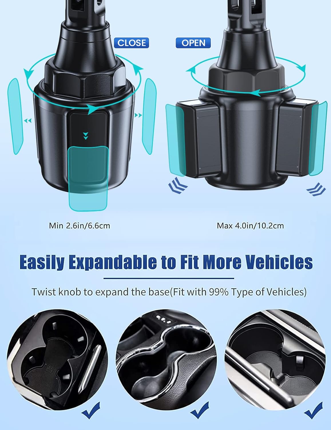 Wireless Car Charger, MOKPR 15W/10W/7.5W Cup Holder Phone Mount, Auto Clamping Fast Charging Car Mount, Air Vent Phone Holder for iPhone 16 15/14/13/12 pro/12/11/XS/X/8, Samsung S23/S22/S10/S9/S8, etc