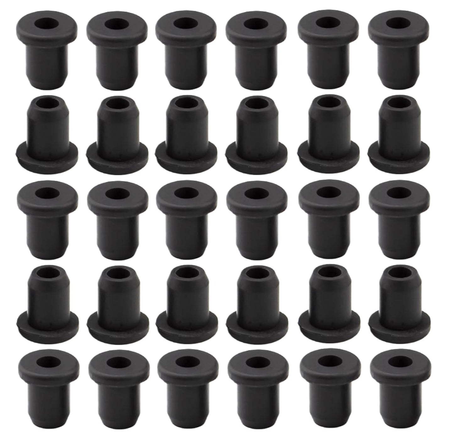 30 pcs 1/4" Drill Hole，3/16" ID Black Silicone Top hat Rubber Grommets for Wiring，Automotive，Firewall，Hole Plug，Desk，Screw，Water and Gas Pipe，Drain，House Siding，Cable Bushing，Glass，Wire Plug