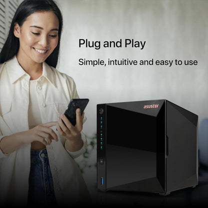 Asustor Drivestor 4 Pro Gen2 AS3304T v2, 4 Bay NAS, 1.7GHz Quad-Core, 2.5GbE Port, 2GB RAM DDR4, Best Value for Home Media Server, Network Attached Storage(Diskless)