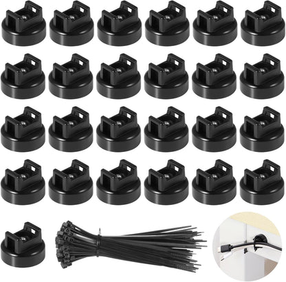 Magnetic Cable Zip Tie Mounts, 25 Pcs Magnets with 100 Pcs Cable Zip Ties, Multipurpose Magnetic Cables Holder for Cables Management, Wire Management Bases