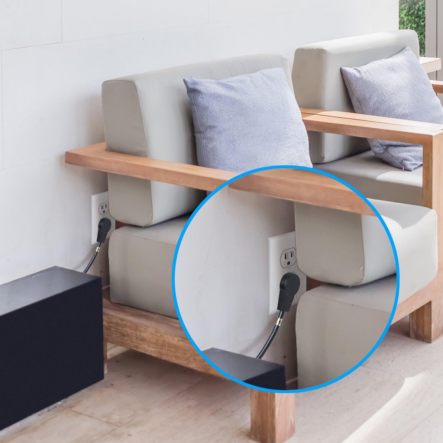 Maximm Monitor Computer Power Cord 3 Ft Flat Plug 360° Rotating PC Cable 3 Prong for, Desktop, Printer, Scanner, 16 AWG NEMA 5-15P to IEC13 - UL Certified