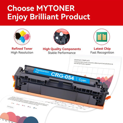 MYTONER 054 Toner Cartridge Set Replacement for Canon 054 054H CRG-054 for Color imageCLASS MF644Cdw MF642Cdw LBP622Cdw MF641Cw Printer 4 Pack High Yield Ink (Black Cyan Yellow Magenta)
