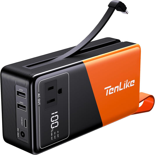 Portable Power Station 99.9Wh Power Bank for Camping Essentials Small Electric Generator Large Lithium Battery with 110V 80W Rated 120W Peak AC Plug in Output 60W Type-C Home Backup Outdoor Emergency