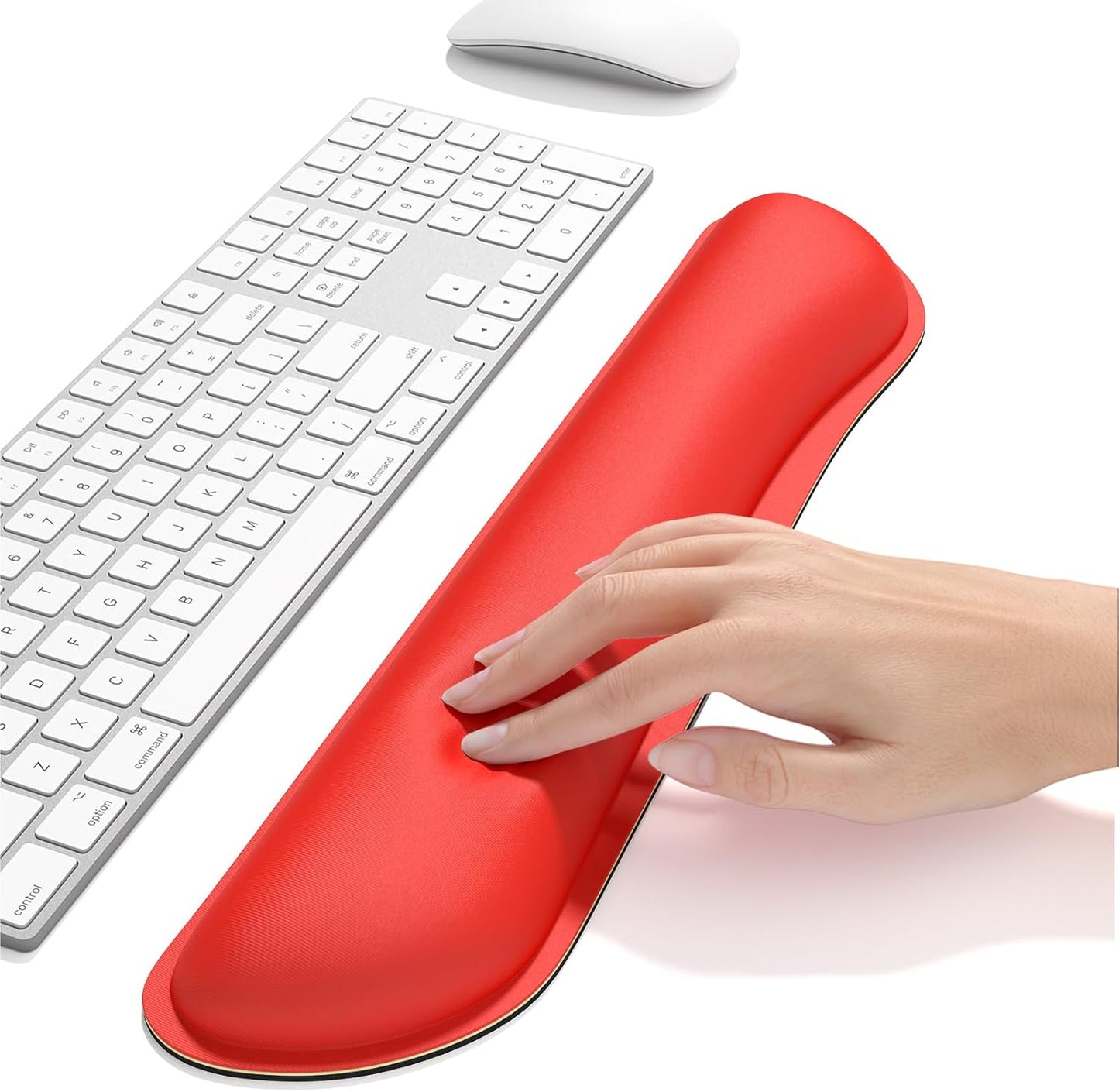 Dapesuom Enlarge Keyboard Wrist Rest, Cute Memory Foam Keyboard Wrist Cushion for Computer Desk Mats Support, Typing Pain Relief Ergonomic Mouse Pad Rests with Non-Slip Base for Gaming, Laptop, Red