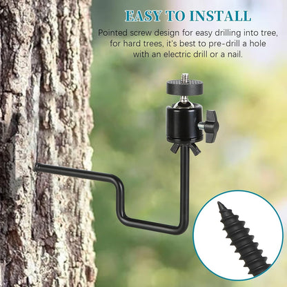 4 Pcs Trail Camera Tree Mount,1/4" x 20 Screw, 360° Rotatable Interface Tree Screw Mounting Bracket for Game Cam, Solar Panels, etc