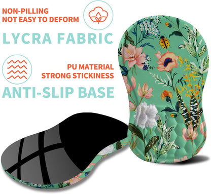 Ergonomic Mouse Pad Wrist Support with Memory Foam Massage Bulge, Carpal Tunnel Pain Relief Mousepad Wrist Rest for Mouse(12x8 inch, Pink Flowers)