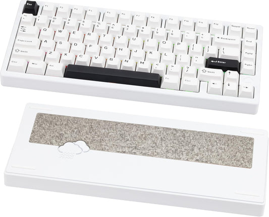 KEEBMONKEY WOBKEY Rainy 75 CNC Aluminum HMX/JWK/Cocoa Switches Triple-Mode Connectivity Mechanical Keyboard with Superior Acoustics, RGB/FR4/Silver SUS304/7000mAh/Cocoa Switch (Pro - Luna)