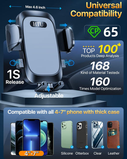 2025 Ultimate Car Phone Mount【98+LBS Strongest Suction & Military-Grade】【Patent & Safety Certs】 Cell Phone Holder Truck Stand for Dashboard Windshield Vent for iPhone 16 Pro Max Samsung (Light Grey)