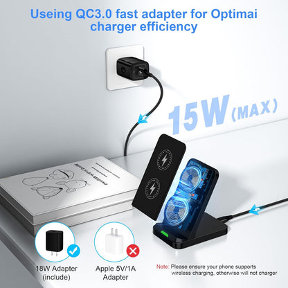 Wireless Charger Fast Charging Stand for Samsung Galaxy S25 FE/S25Ultra/S24 Plus/S23+/S22/S21/S20/S10, Wireless Phone Charger Android Desk Charging Station for Google Pixel 9 Pro XL/8 with 18W Adapter