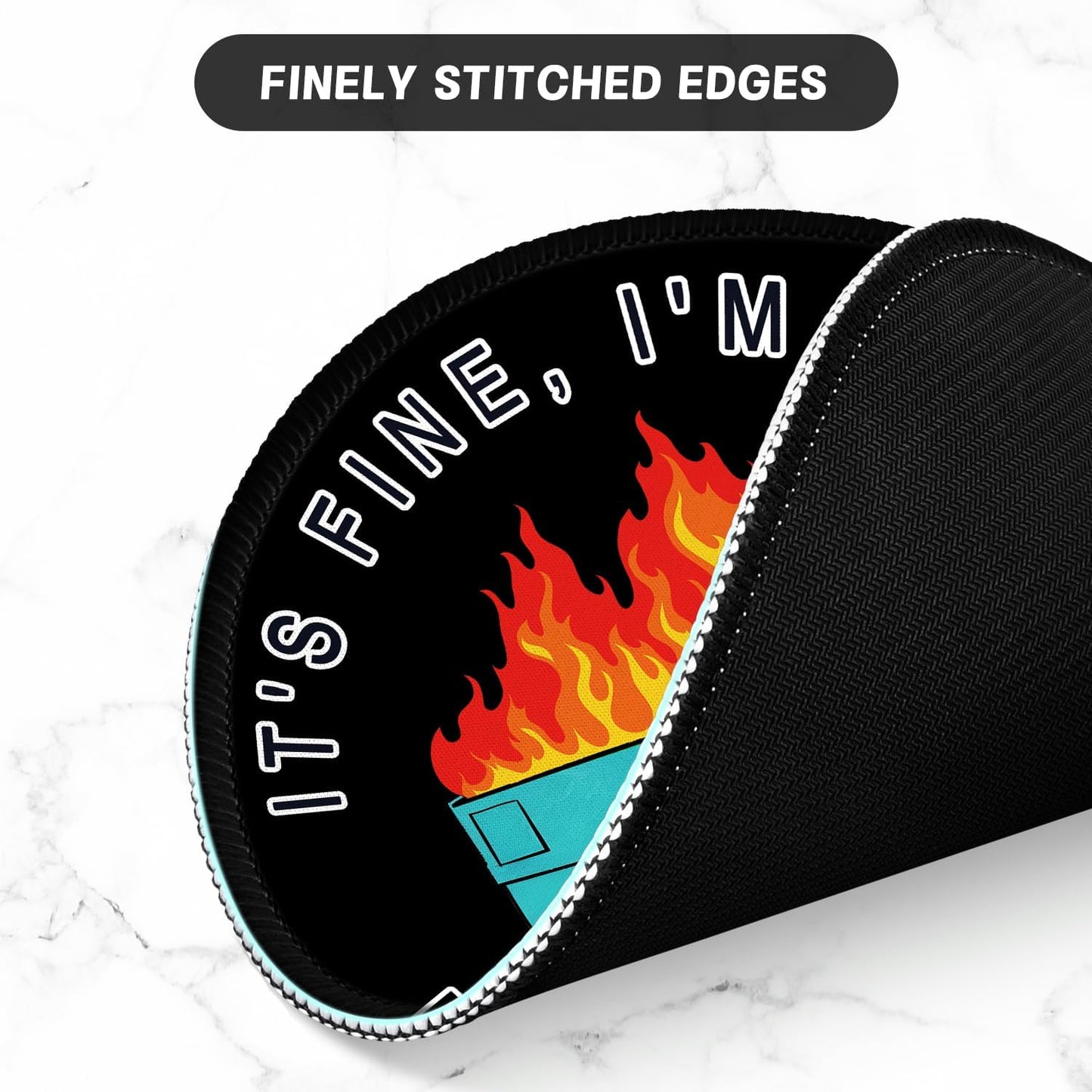 ITNRSIIET Round Mouse Pad with Stitched Edge Premium-Textured Waterproof Non-Slip Rubber Base Desktop Protection Mat Diameter 8.7 inches, Cute Dumpster