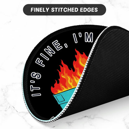 ITNRSIIET Round Mouse Pad with Stitched Edge Premium-Textured Waterproof Non-Slip Rubber Base Desktop Protection Mat Diameter 8.7 inches, Cute Dumpster