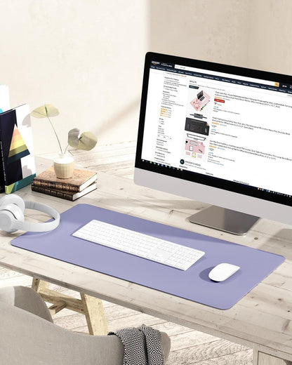 YSAGi Non-Slip Leather Desk Pad, Waterproof Laptop Computer Desk Keyboard Mat, Table Protector Blotter Mat, Large Mouse Pad for Office/Work/Home/Decor(Lavender, 31.5" x 15.7")