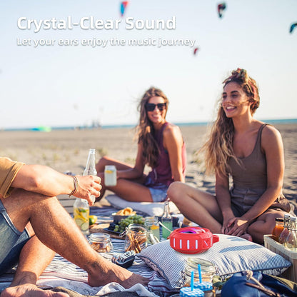 EBODA Bluetooth Shower Speaker, Waterproof Portable Speakers IPX7 Floating, True Wireless Stereo BT 5.0 Speaker with Bass, 2000mAh LED Light for Shower, Pool, Beach, Gifts for Women- Red