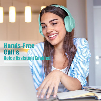 KVIDIO Bluetooth Headphones Over Ear, 65 Hours Playtime Wireless Headphones with Microphone, Foldable Lightweight Headset with Deep Bass, HiFi Stereo Sound Low Latency for Travel Work Cellphone