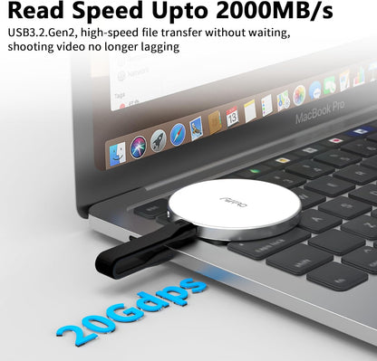 P10 Magnetic PSSD 2TB，for iPhone MagSafe Portable SSD, Upto 2000MB/s-Type-C, SM2320，USB 3.2 Gen 2x2 20Gbps, Connectivity, Updated Firmware - Portable Magnetic External Solid State Solution