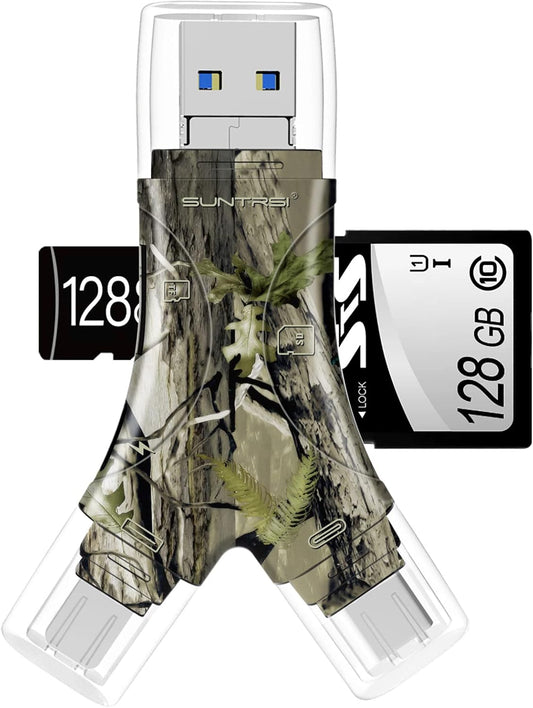 SD Card Reader for iPhone/ipad/Android/Mac/Computer/Camera,4 in1 Micro SD Card Reader Trail Camera Viewer, Portable Memory Card Reader SD Card Adapter for SD and TF Cards