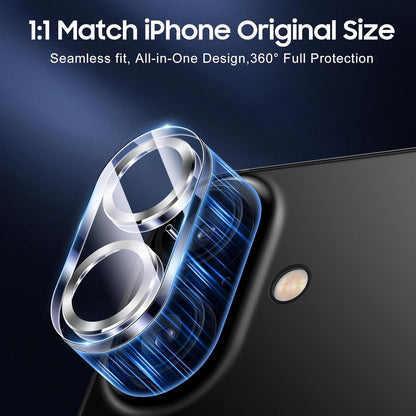 UniqueMe for 3 Pack iPhone 16 / iPhone 16 Plus Camera Lens Protector - [Drop Protection] [Case Friendly] 9H Tempered Glass Camera Cover Screen [Update New Version] - Silver