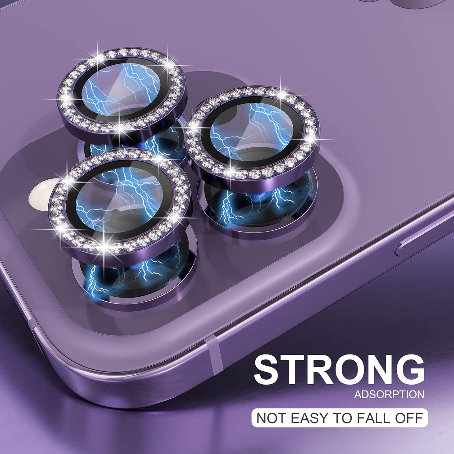 Choiche [3+1 for iPhone 14 Pro/iPhone 14 Pro Max Camera Lens Protector Bling, 9H Tempered Glass Camera Cover Screen Protector Metal Ring Decoration Accessories (Diamond-Purple)
