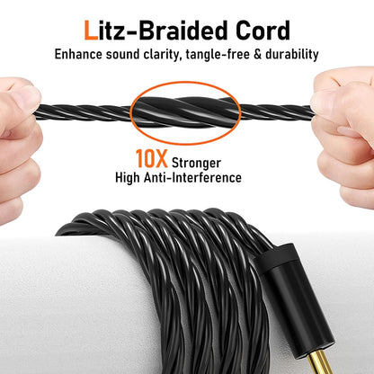 Premium HiFi IEM Cable with Mic – Silver-Plated 3.5mm to MMCX Cord - Lossless Sound for Shure SE215/315/425/535/846 & Vibes 201/202 - Tangle-Free in-Ear Monitor Cables - Black (HC001M)