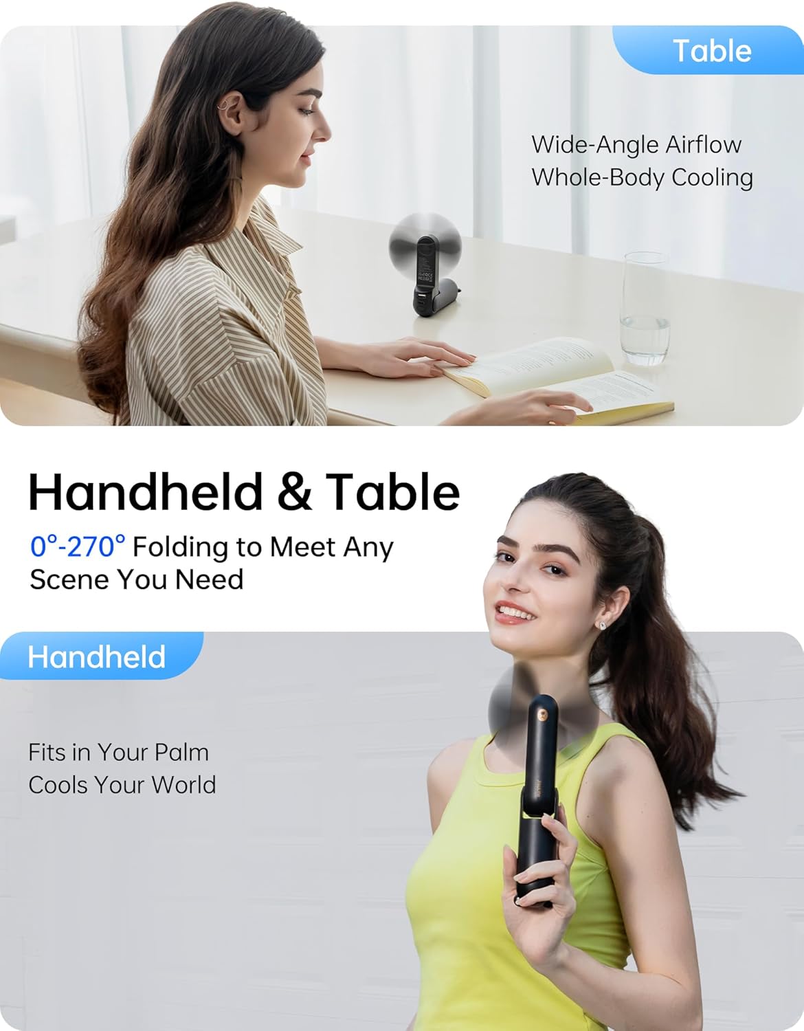 JISULIFE Handheld Fan with 4500 mAh Powerbank Max 37 Hours Runtime, Pocket Portable Battery Operated or USB Powered Folding Personal Fan, 3 Speeds, Gifts for Women Men Kids Gift for Festival-Black