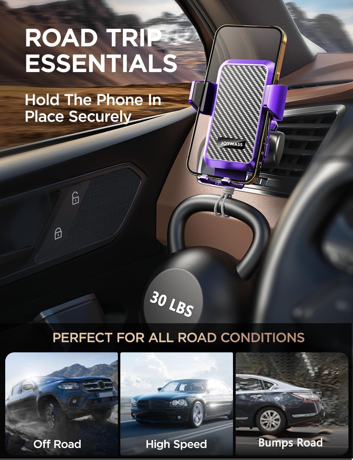 Wireless Car Charger, 15W Fast Charging Auto Clamping Car Charger Cell Phone Holder Mount Vent for iPhone 15 14 13 12 Mini Pro Max, Samsung Galaxy S24 Ultra S23 S22 S21+ Note 20, etc - Purple