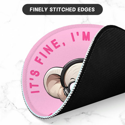 ITNRSIIET Round Mouse Pad with Stitched Edge Premium-Textured Waterproof Non-Slip Rubber Base Desktop Protection Mat Diameter 8.7 inches, Pink Pretty Elephant