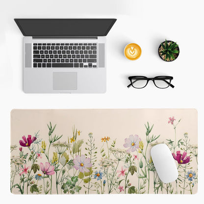 Flower Gaming Mouse Pad Large Mouse Pad for Keyboard and Mousepad Desk Mat with 3mm Non-Slip Base and Stitched Edge for Gaming and Office Computer Mat Protector Mat 31.5x11.8 Inch