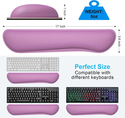 Dapesuom Enlarge Keyboard Wrist Rest, Memory Foam Keyboard Wrist Cushion for Computer Desk Mats Support, Pain Relief Ergonomic Mouse Pad Rests with Non-Slip Base for Gaming, Laptop, Radiant Orchid