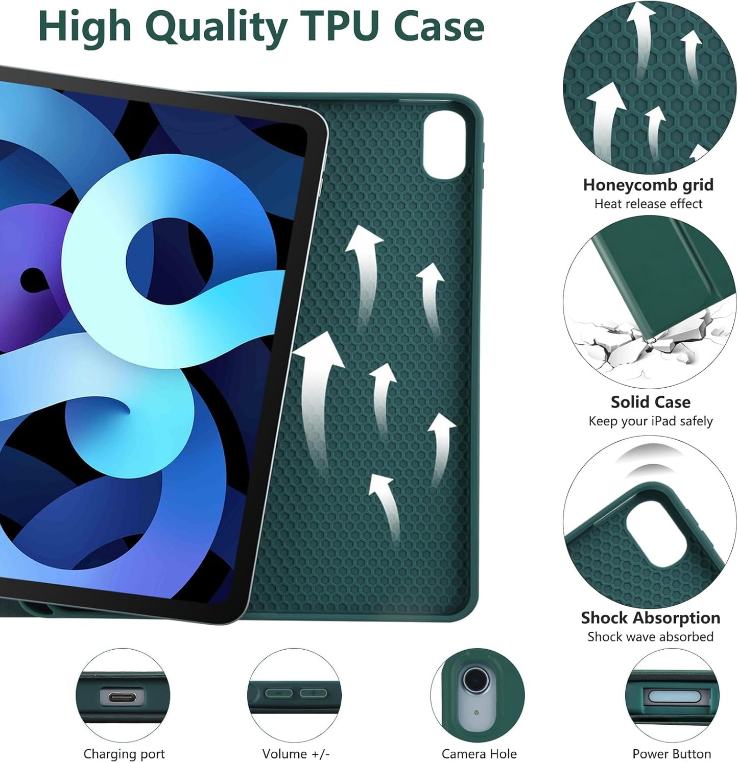 TaIYanG for iPad Air 11 inch Case with Keyboard for iPad Air 5 2022/iPad Air 4th Gen Keyboard Case with Pencil Holder - Flip Stand Cover for iPad Air 11" M3/M2/iPad 5th 2022/ 4th 2020