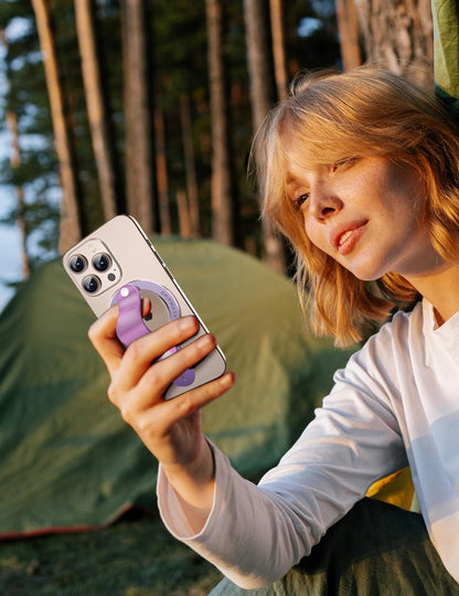 Phone Grip for iPhone - Magnetic Phone Ring Holder Detachable for iPhone 16 - Comfortable Finger Phone Loop Grip for Apple 16/15/14/13/12,Purple