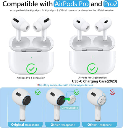 Compatible with AirPods Pro 2nd/1st Generation Silicon+Memory Foam Replacement Ear Tips,with Noise Reduction Hole &Built-in dust Guard Screen,for USB-C Charging Case-3 Sizes (S/M/L)