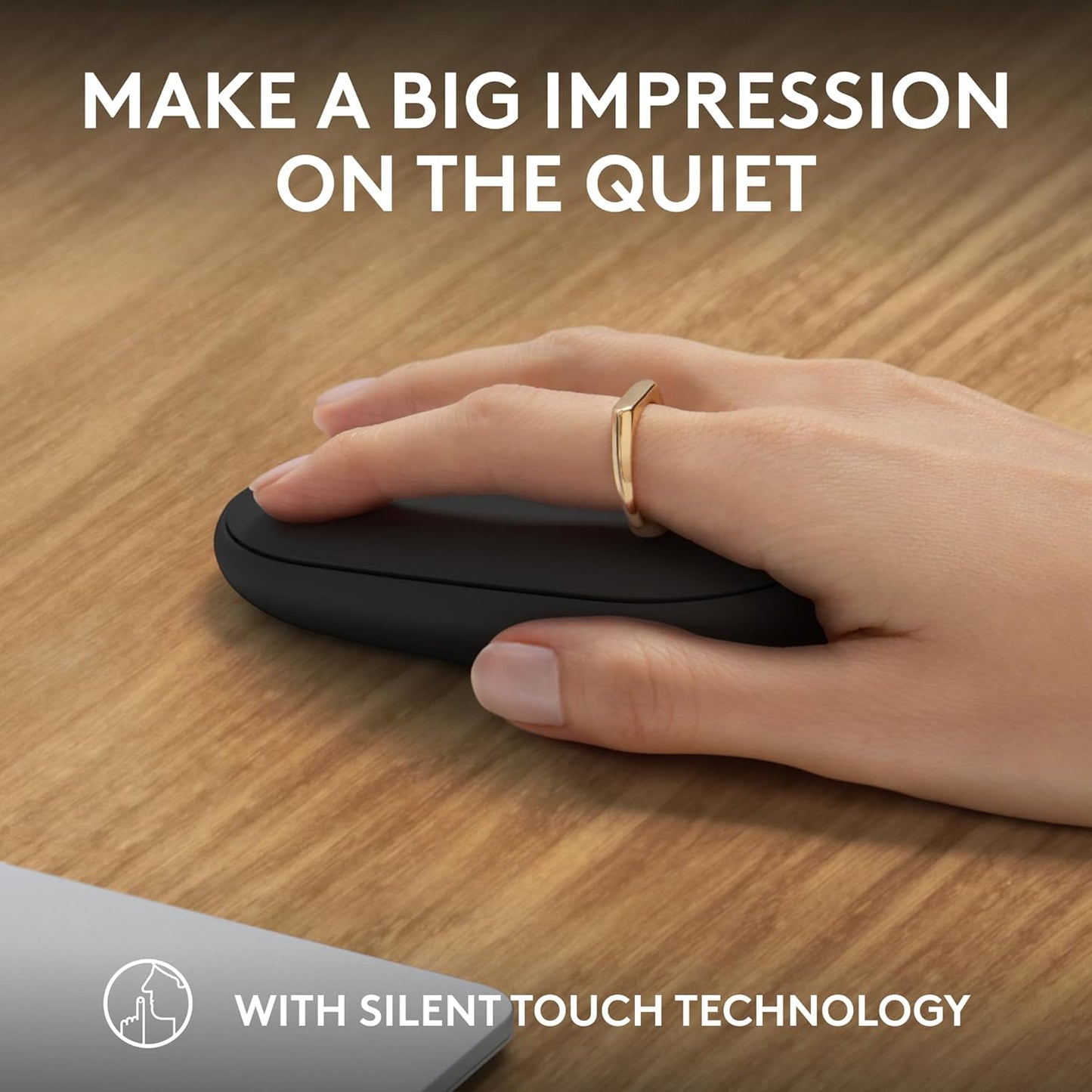 Logitech Pebble Mouse 2 M350s Slim Bluetooth Wireless Mouse, Portable, Lightweight, Customizable Button, Quiet Clicks, Easy-Switch for Windows, macOS, iPadOS, Android, Chrome OS - Black