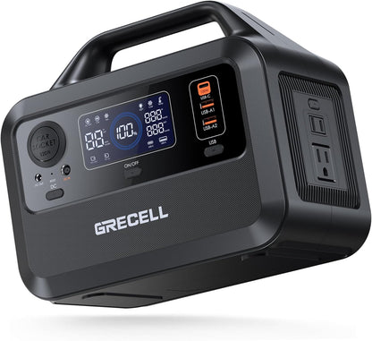 GRECELL Portable Power Station 300W, 230Wh LiFePO4 (LFP) Battery, 1.5hrs Fast Charging, 2 Up to 300W(Peak 600W) AC Outlets, Solar Generator for Outdoor Camping/RVs/Home Use