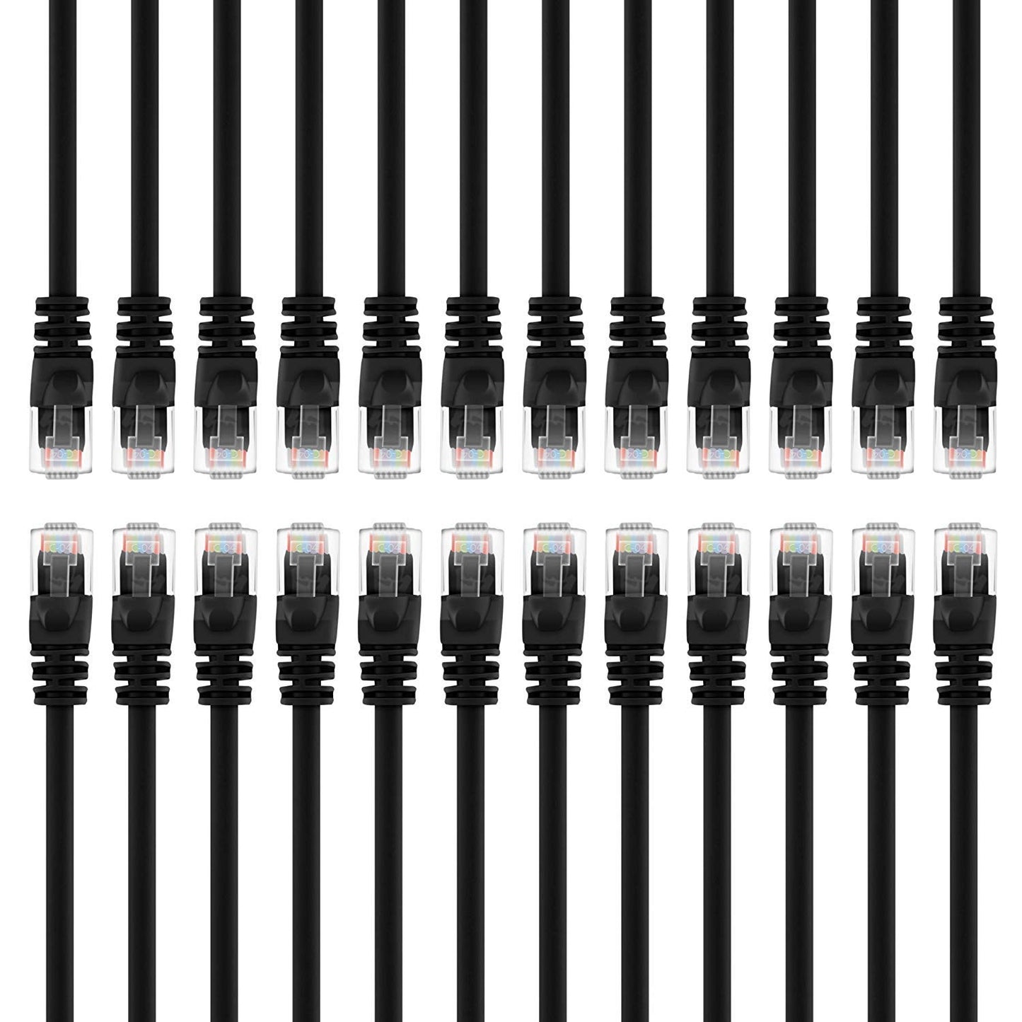 GearIT 50-Pack, Cat5e Ethernet Patch Cable 3 Feet - Snagless RJ45 Computer LAN Network Cord, Black - Compatible with 48 Port Switch POE Rackmount 48port Gigabit