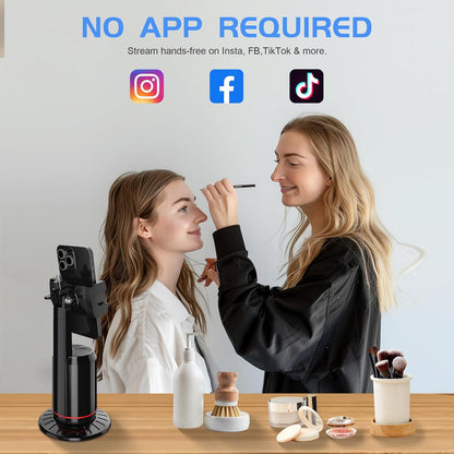 Auto Face Tracking Phone Holder for Phone, GoPro, Compact Camera, 360° Rotation Mount with Remote Compatible with Tripod, Rotating Stand for iPhone for Vlog, Streaming, Video, FaceTime, TIK Tok