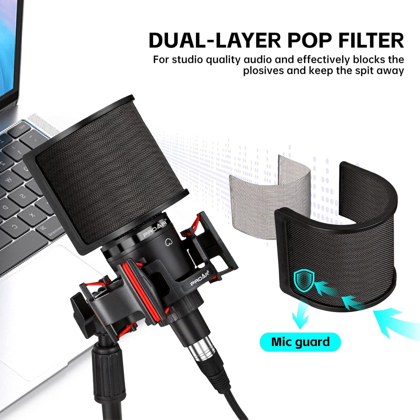 XLR Podcast Microphone Professional Cardioid Condenser Microphone for PC Computer Studio XLR Mic Kit for Recording/Podcasting/Streaming/Voice Over/ASMR/Home Studio/YouTube with Desktop Stand