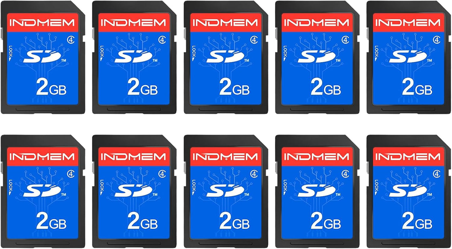 INDMEM 2GB SD Card, 10 Packs Class 4 2GB Flash Memory Card MLC Standard Secure Digital Cards Camera Card