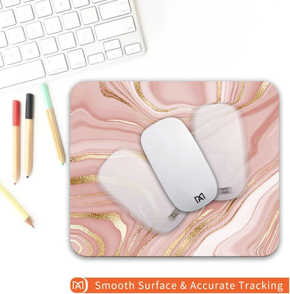 Square Mouse Pad Pink Gold,Personalized Premium-Textured Custom Mouse Mat Design,Washable Mousepad Cloth,Non-Slip Rubber Base Computer Mouse Pads for Wireless Mouse