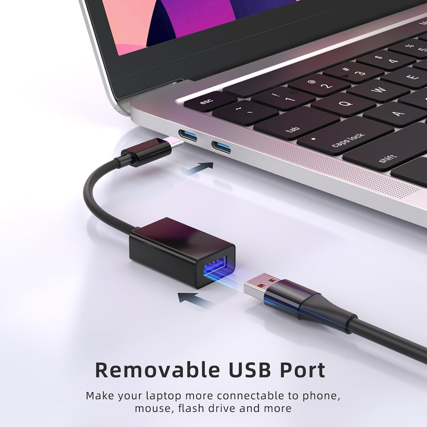 USB C to USB 3.0 Adapter [2 Pack], USB C Male to USB Female OTG Cable Thunderbolt3 to USB Adapter Compatible with MacBook Pro/Air, iPhone 16 Pro Max/16 Plus/16/15, Galaxy S24/S23/S22/S21