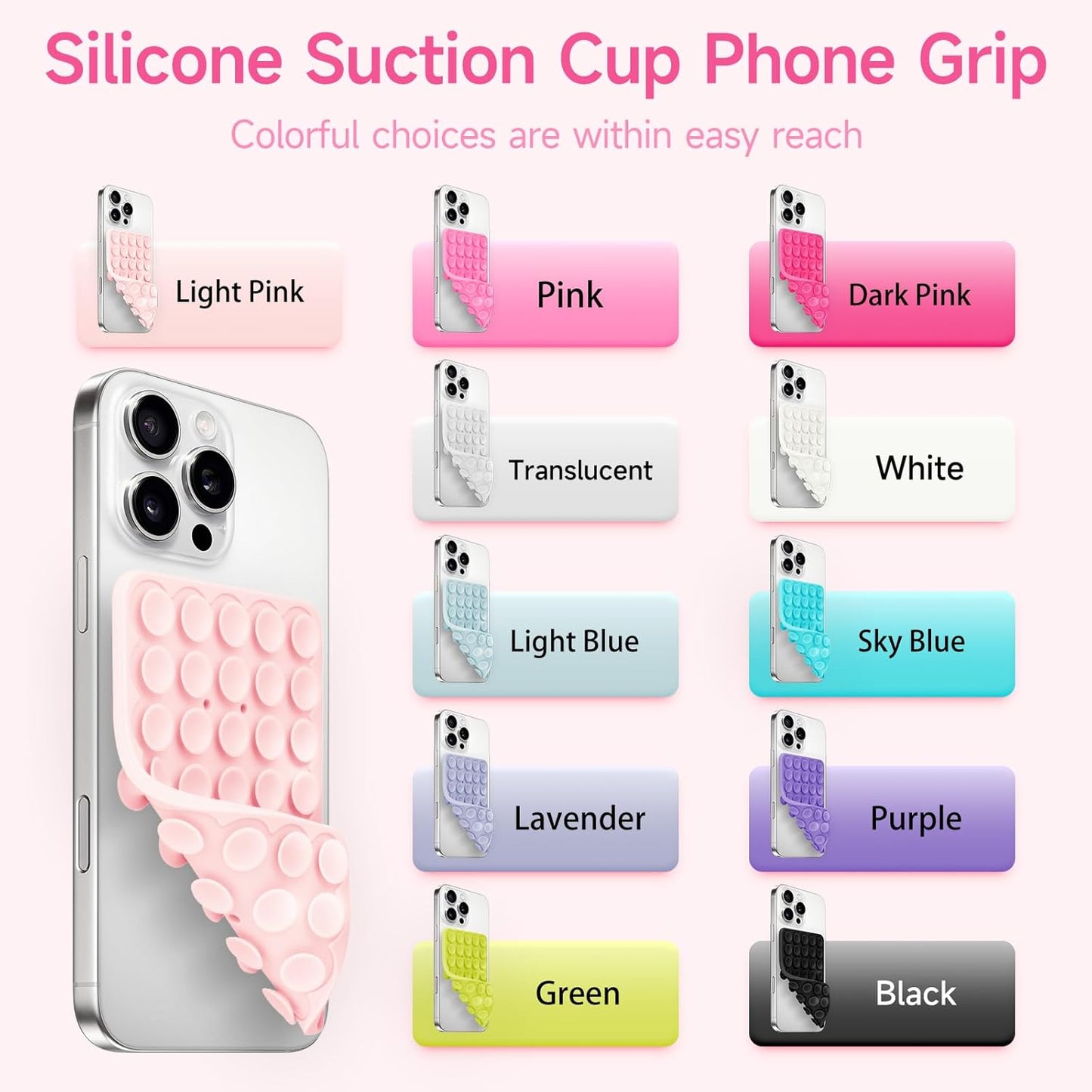 Silicone Suction Cup Phone Case Mount Double Sided, Phone Accessories Hands-Free Strong Grip Holder for Selfies and Videos, Silicon Phone Stand for iPhone and Android Green