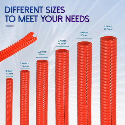 Split Wire Loom Tubing, 10,25ft Cord Protectors from Pets No Chew, Flexible Wire Covers Cord Protectors, Protective Split Cable Sleeve for Automotive Home Industrial Wires(Red, 0.51inch-10ft)